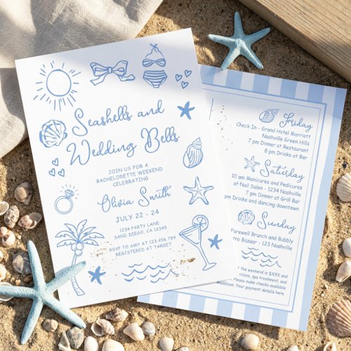 Seashells and Wedding Bells Bachelorette Party Invitation