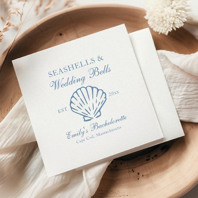Seashells and Wedding Bells Bachelorette Party Napkins (Creator Uploaded)