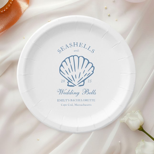 Seashells and Wedding Bells Bachelorette Party Paper Plates (Creator Uploaded)