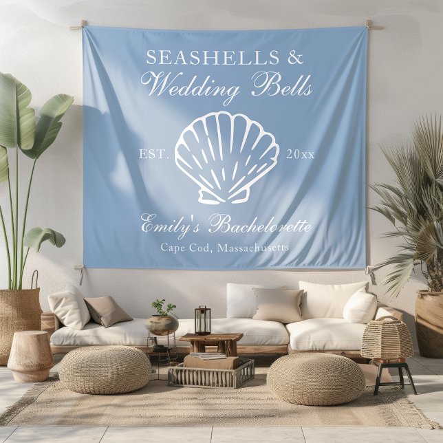 Seashells and Wedding Bells Bachelorette Party Tapestry (Creator Uploaded)