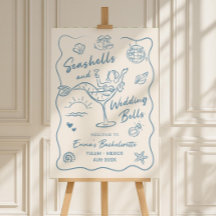 Seashells And Wedding Bells Bachelorette Sign, Coa