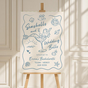 Seashells And Wedding Bells Bachelorette Sign, Coa Foam Board