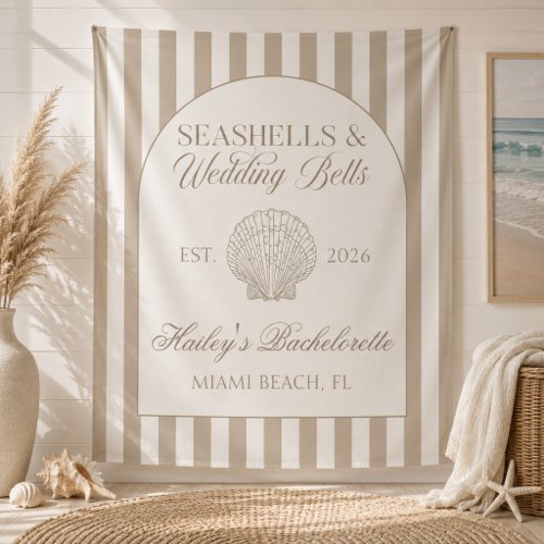 Seashells and Wedding Bells Bachelorette Tapestry