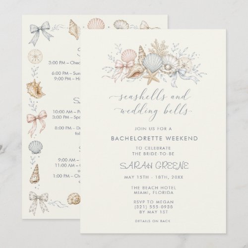 Seashells and Wedding Bells Bachelorette Weekend  Invitation