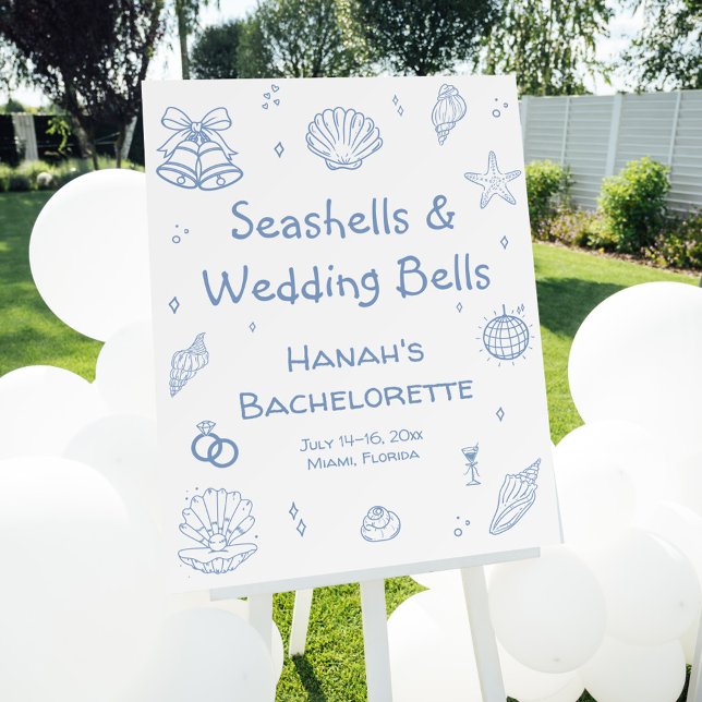 Seashells and Wedding Bells Bachelorette Welcome Foam Board (Creator Uploaded)