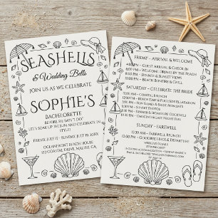 Seashells and Wedding Bells Beach Bachelorette Invitation