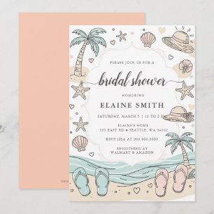 Seashells and Wedding Bells Beach Bridal Shower Invitation