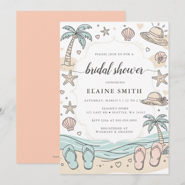 Seashells and Wedding Bells Beach Bridal Shower Invitation (Front/Back)
