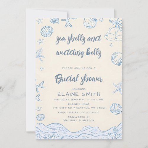 Seashells and Wedding Bells Beach Bridal Shower Invitation
