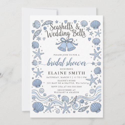 Seashells and Wedding Bells Beach Bridal Shower Invitation