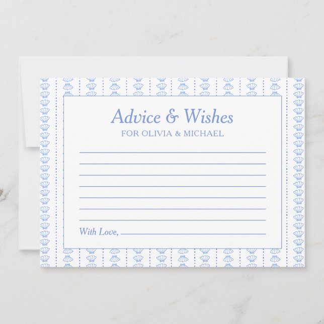 Seashells and Wedding Bells Bridal Shower Advice Note Card (Front)