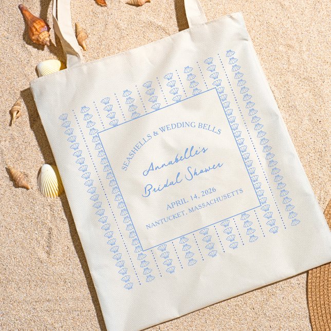 Seashells and Wedding Bells Bridal Shower Favor Tote Bag (Creator Uploaded)