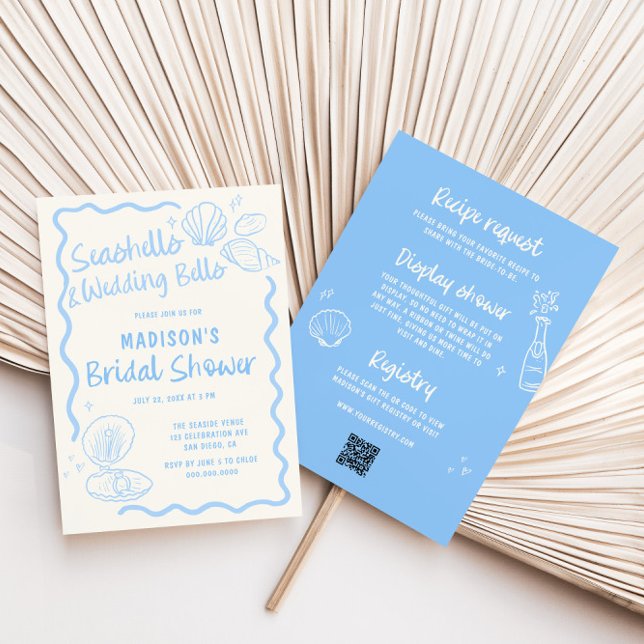 Seashells and Wedding Bells Bridal Shower Invitation (Creator Uploaded)