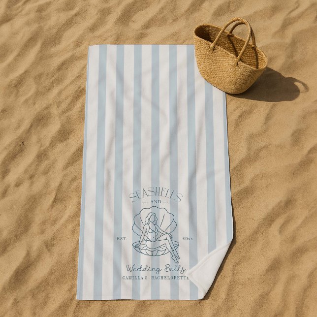 Seashells And Wedding Bells Coastal Bachelorette  Beach Towel (Creator Uploaded)