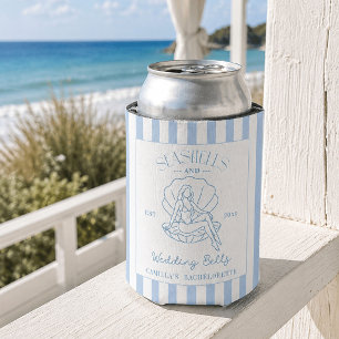 Seashells And Wedding Bells Coastal Bachelorette Can Cooler