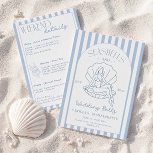 Seashells And Wedding Bells Coastal Bachelorette  Invitation