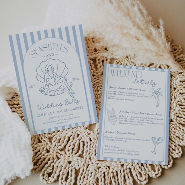Seashells And Wedding Bells Coastal Bachelorette  Invitation (Creator Uploaded)