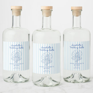 Seashells and Wedding Bells Coastal Bachelorette Liquor Bottle Label