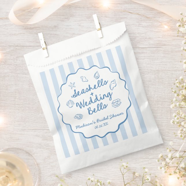 Seashells and Wedding Bells Coastal Bridal Shower Favor Bag (Clipped)
