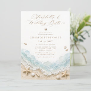 Seashells and Wedding Bells Coastal Bridal Shower Invitation