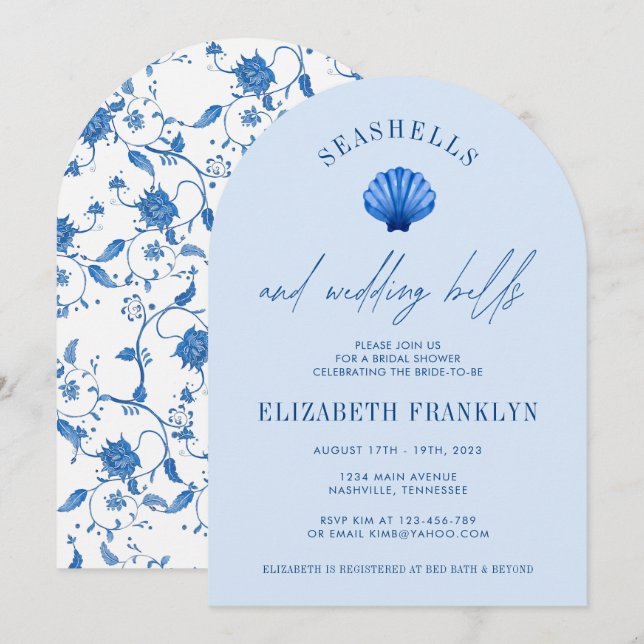 Seashells and Wedding Bells Coastal BRIDAL SHOWER Invitation (Front/Back)