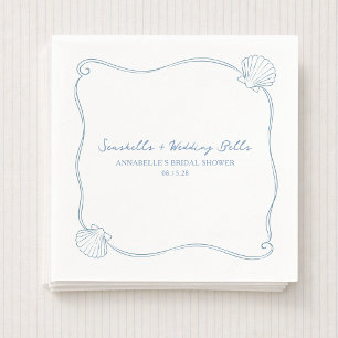 Seashells and Wedding Bells Coastal Bridal Shower Napkins