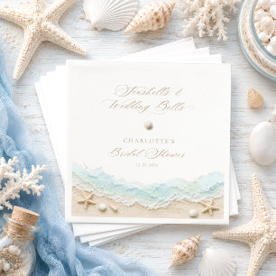 Seashells and Wedding Bells Coastal Bridal Shower Napkins