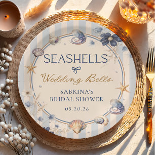 Seashells and Wedding Bells Coastal Bridal Shower Paper Plates