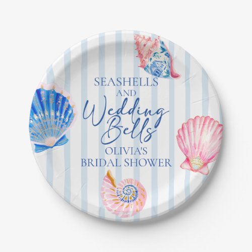 Seashells and Wedding Bells Coastal Bridal Shower Paper Plates