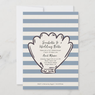 Seashells and Wedding Bells Hand Drawn Coastal Invitation
