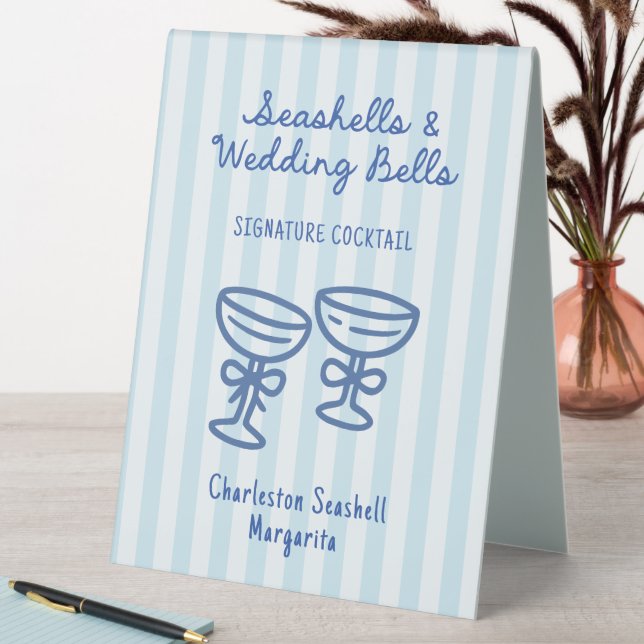 Seashells and Wedding Bells Signature Cocktail  Table Tent (In SItu (Table))