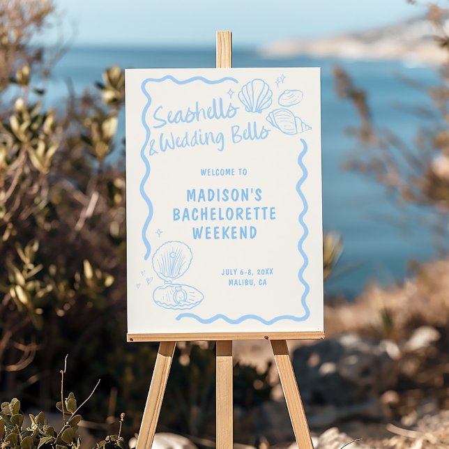 Seashells and Wedding Bells Soft Blue Hand Drawn Foam Board (Creator Uploaded)