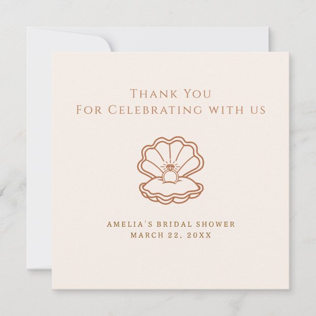 Seashells and Wedding Bells Thank You Note Card (Front)