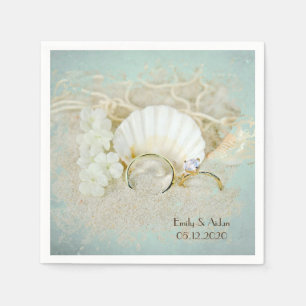 seashells and wedding rings paper napkins