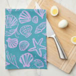 Seashells Aqua Lavender Pattern Beach Shells Chic  Kitchen Towel<br><div class="desc">Decorate your kitchen with this cool towel with a handmade seashell pattern. Makes a great housewarming, birthday, mothers day or wedding gift! You can customize it, change background colors and add text too. Check my shop for lots more colors and patterns or let me know if you'd like something custom....</div>