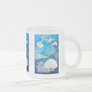 Seashells Aqua Ocean Glass Mug