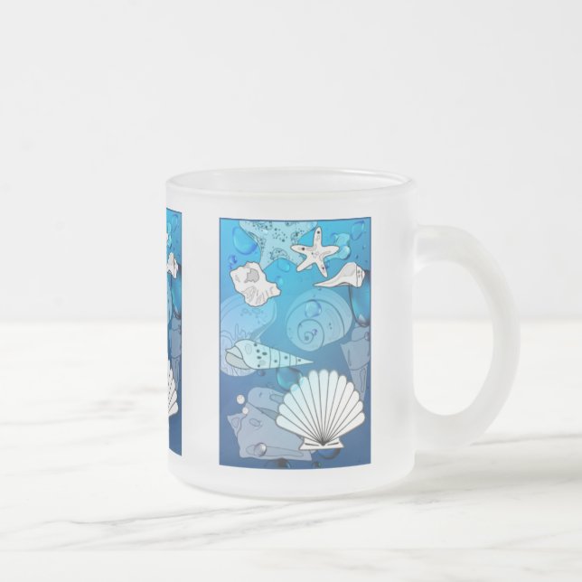 Seashells Aqua Ocean Glass Mug (Right)