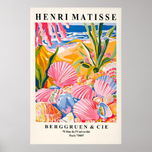 Seashells Art Print Beachy Coastal, Matisse Style