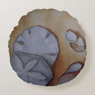 Seashells at the Seashore Watercolor Throw Pillow