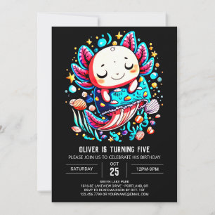Seashells Axolotl Magical Birthday Invitation