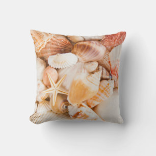 Seashells background: marine theme. throw pillow