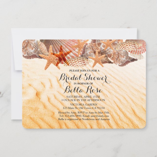 Seashells beach bridal shower invites seashell5 (Front)