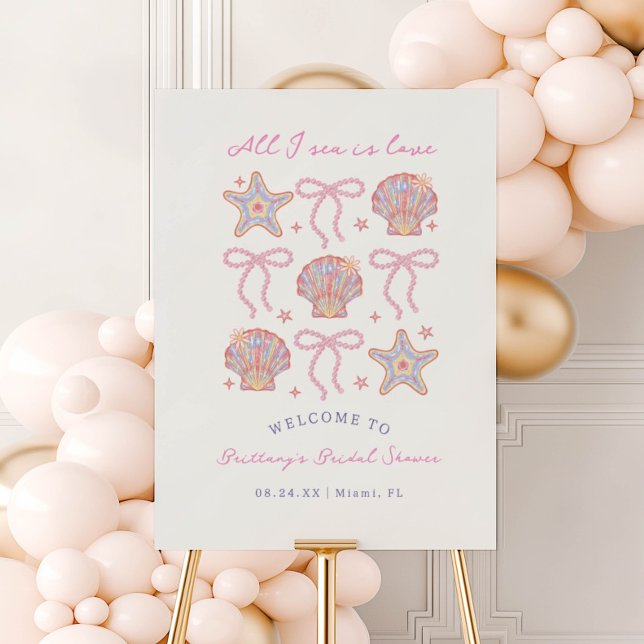 Seashells Beach Bridal Shower Welcome Foam Board (Creator Uploaded)
