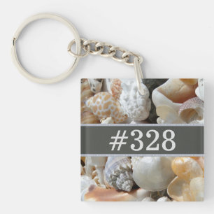 Seashells Beach Business Hotel Room Number Keychain