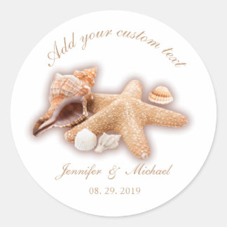 Seashells Beach Destination Wedding Custom Classic Round Sticker
