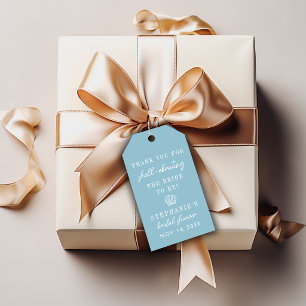 Seashells Beach Dusty Blue Bridal Shower Favor Gift Tags