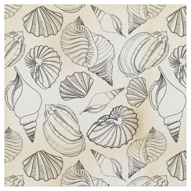 Seashells Beach House Nautical Fabric (Close Up)