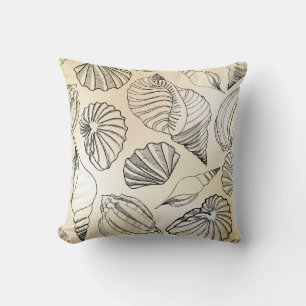 Seashells Beach House Nautical Throw Pillow