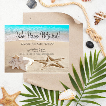Seashells Beach Moving Announcement Postcard by Biglibigli at Zazzle