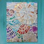 Seashells Beach Pattern Jigsaw Puzzle<br><div class="desc">This jigsaw features a print of my Beach Mosaic.
It was made with found shells and small fragments of colored glass.
Original Mosaic © Michele Davies</div>